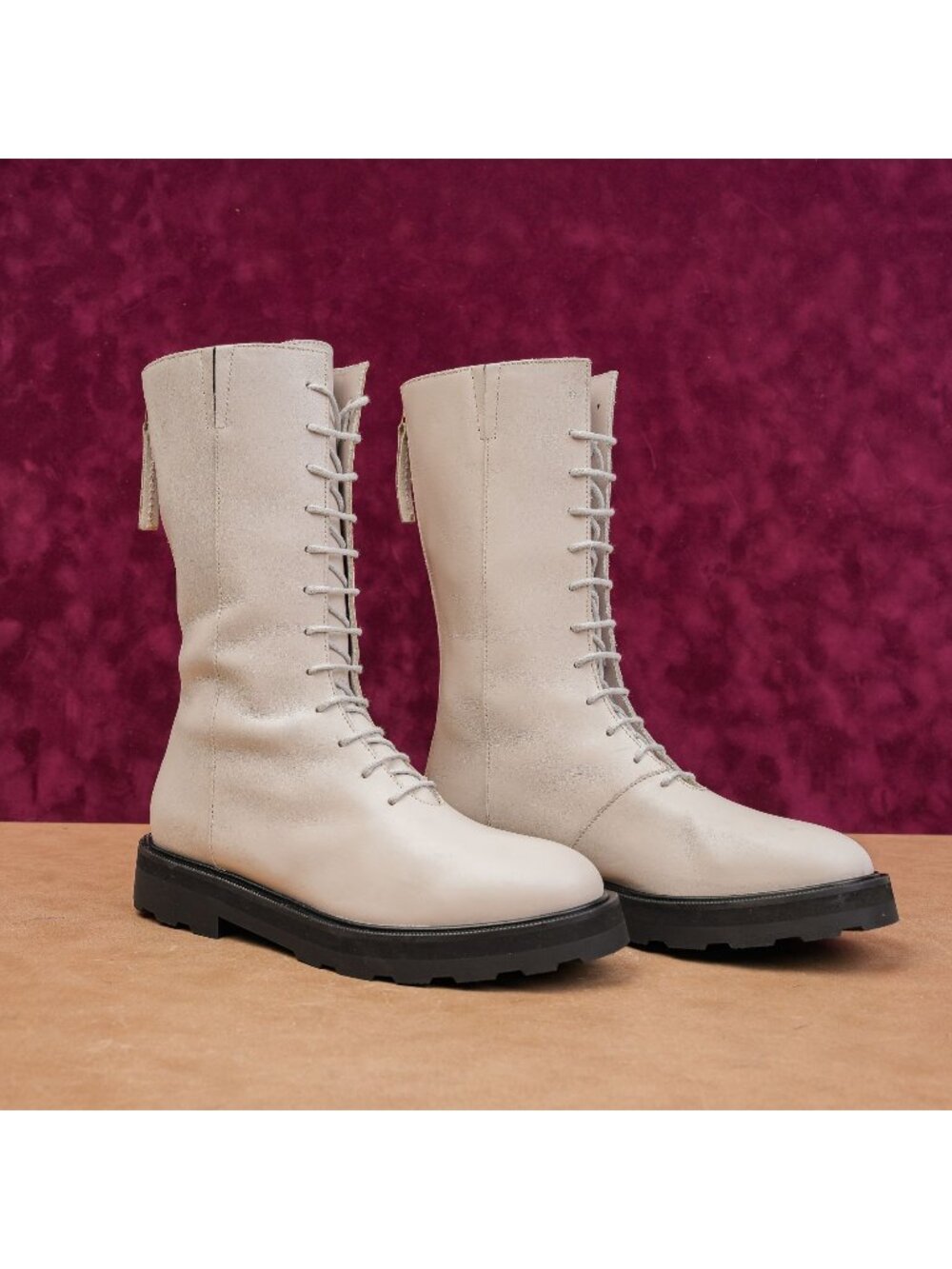 Lita by Ciara Women Italian Leather Fashion Festival Boho Combat Boots 7US EUR38